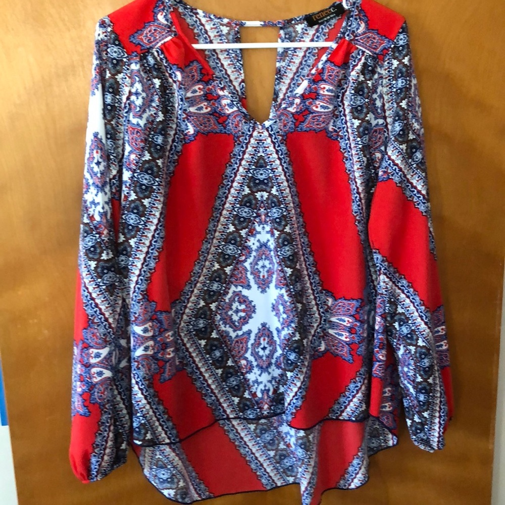 Red Print Blouse